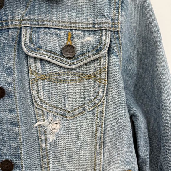 Abercrombie & Fitch Vintage Denim Jacket 90s Women Size M Cropped Distressed - Picture 6 of 9